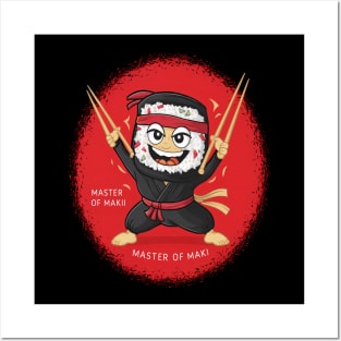 Master of Maki | comical sushi roll Ninja Posters and Art